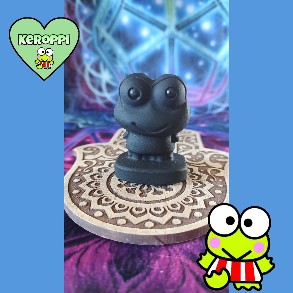 Keroppi: Obsidian Carving